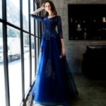 V Neck Long Sleeves A Line Evening Dress For Women Formal Prom Gown Elegant Banquets Custom Made Vestidos - Image 2