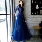 V Neck Long Sleeves A Line Evening Dress For Women Formal Prom Gown Elegant Banquets Custom Made Vestidos - Image 3