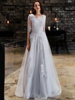 V Neck Long Sleeves A Line Evening Dress For Women Formal Prom Gown Elegant Banquets Custom Made Vestidos - Image 6