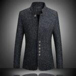 2019 Brand Mens Vintage Blazer Coats Chinese Style Business Dress Blazers Casual Stand Collar Jackets Male Suit Jacket - Image 3