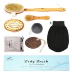 6pcs Dry Brushing Body Brush Set with Bag for Lymphatic Drainage | Anti Cellulite with Scrub Gloves, Konjac Sponge, Pumice Stone - Image 2