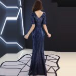 Evening Dress Floor Length Sequin Robe De Soiree Half-sleeve Elegant Women Party Dresses Deep V-neck Evening Gowns 2019 F179 - Image 3