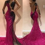 One Shoulder Appliques Sequined Firestarter Evening Gown - Image 3