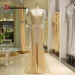 Front Split Gold Evening Gown - Image 5