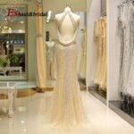 Front Split Gold Evening Gown - Image 6