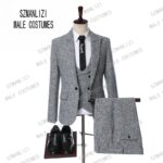Grey Slim Fit Business Mens Tuxedo Wedding Suit