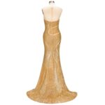 Beaded Silver Gold Mermaid Gown with High Slit - Image 3
