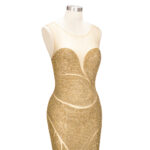 Beaded Silver Gold Mermaid Gown with High Slit - Image 4