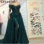 Dark Green Off-Shoulder Gown