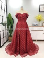 Dark Green Off-Shoulder Gown - Image 6