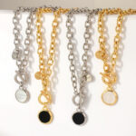 AENSOA Gold Silver Color Acrylic Round Pendant Necklaces for Women Thick Chain Toggle Clasp Punk Collar Necklace Women's Jewelry - Image 5