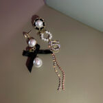 Asymmetrical Designer Earrings with Long Tassel - High Fashion Earrings - Image 3
