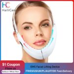 EMS Facial Lifting Device - Electronic Facial Massager with LED Photon Therapy - Face Slimming with Vibration Eliminate Double Chin Enhance Jawline