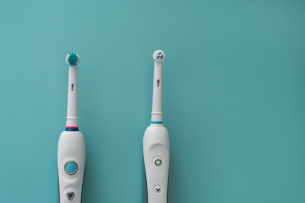Electric toothbrush set. Concept of professional oral care and healthy teeth