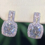 Huitan Fashion Silver Color CZ Stud Earrings for Women Bling Bling AAA White Cubic Zirconia Statement Earrings Hot Sale Jewelry - Image 2