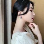 Luxurious Female Crystal Zircon Stone Earrings Fashion Silver Color Jewelry Vintage Double Stud Earrings For Women - Image 3