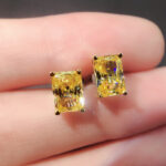 OEVAS 100% 925 Sterling Silver Sparkling 5*7mm Yellow Zircon High Carbon Diamond Stud Earrings - Women Party Fine Jewelry Gift - Image 5