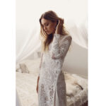 Women's Spring Summer Lace Vintage Party Dress - Long Sleeve Floor Length Sexy Backless White Lace Maxi Dress - Image 5