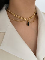 Peri'sBox Fashion Double Layered Collar Necklaces for Women Hexagon Multicolor Glass Pendant Choker Necklace Street Punk Jewelry - Image 4