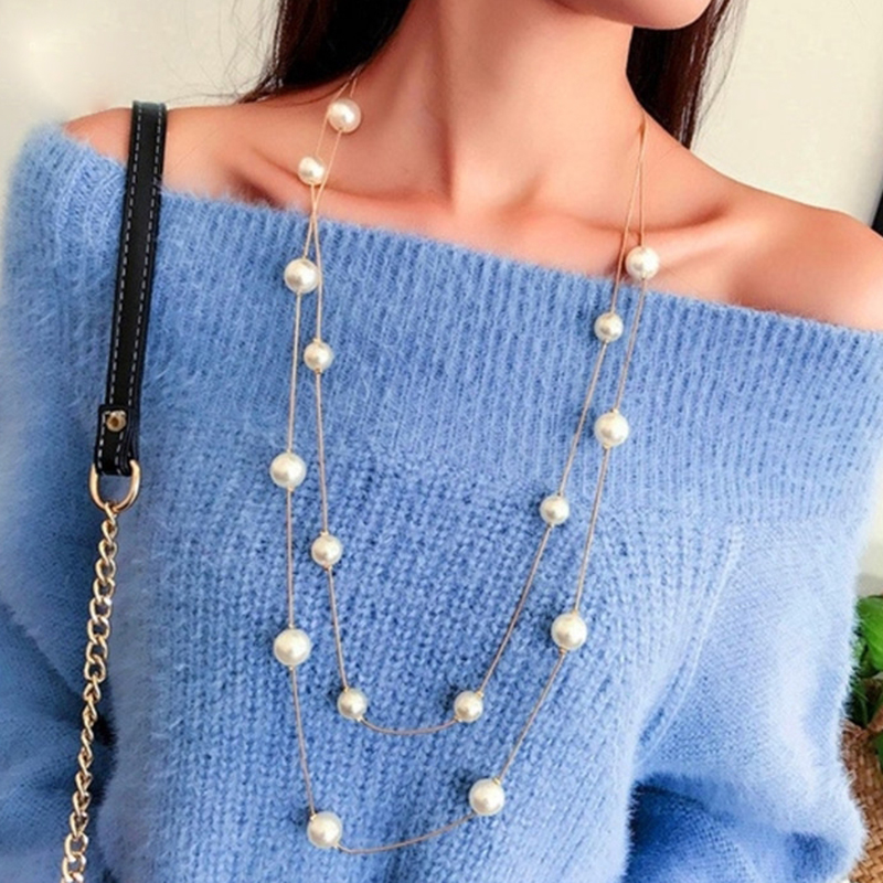 Simulated-Pearls-Long-Chain-Sweater-Necklace-Double-Layer-Lady-Clavicle-Collar-Elegant-Jewelry-Party-Prom-Necklaces