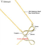V Attract Stainless Steel Long Chain Collares Femme 2018 Vintage Jewelry Infinity Necklace for Women Best Friend Bijoux - Image 3