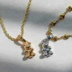 Colorful Cute Resin Bear Hug Rhinestones Pendant Necklace for Women Men Gold Plated Jewelry - Image 3