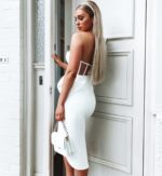 New Summer Fashion Women Bodycon Dress One Shoulder Bow Mesh Ruffle Sleeveless Bandage Dress Celebrity Party Evening Sexy - Image 2