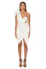 New Summer Fashion Women Bodycon Dress One Shoulder Bow Mesh Ruffle Sleeveless Bandage Dress Celebrity Party Evening Sexy - Image 4