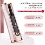Automatic Ceramic Cordless Curling Iron - Hair Curler Cordless with LCD Display Temperature Adjustable Ceramic Curlers Hair Styling - Image 2