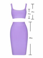 Sexy Two Piece Bandage Skirt Set - Summer Wear - Lilac Bodycon Skirt and Top - Matching Set Club Party - Image 4