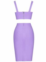 Sexy Two Piece Bandage Skirt Set - Summer Wear - Lilac Bodycon Skirt and Top - Matching Set Club Party - Image 5