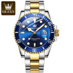 OLEVS Men Luminous Waterproof Green Water Ghost Watch Quartz Watch Men's Watch Trend Calendar Display Stainless Steel Strap 5885 - Image 2
