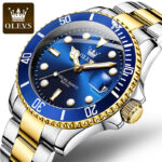 OLEVS Men Luminous Waterproof Green Water Ghost Watch Quartz Watch Men's Watch Trend Calendar Display Stainless Steel Strap 5885 - Image 3