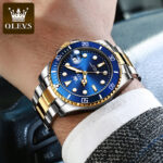 OLEVS Men Luminous Waterproof Green Water Ghost Watch Quartz Watch Men's Watch Trend Calendar Display Stainless Steel Strap 5885 - Image 5