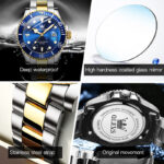 OLEVS Men Luminous Waterproof Green Water Ghost Watch Quartz Watch Men's Watch Trend Calendar Display Stainless Steel Strap 5885 - Image 6
