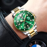Top Brand Men Watch Green Luxury Fashion Waterproof Quartz Sports Stainless Steel Watches for Men Wristwatch + Box - Image 2