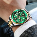 Top Brand Men Watch Green Luxury Fashion Waterproof Quartz Sports Stainless Steel Watches for Men Wristwatch + Box - Image 5