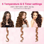 Cordless Curling Iron - Automatic Rotating Hair Curler Ceramic Cordless Curling Iron LCD Temperature Display Hair Waver Curlers Wand- USB Rechargeable - Image 2