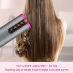 Cordless Curling Iron - Automatic Rotating Hair Curler Ceramic Cordless Curling Iron LCD Temperature Display Hair Waver Curlers Wand- USB Rechargeable - Image 3