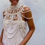 Handmade Simulated Vintage Pearl Shoulder Body Chain Jewelry Necklace - Luxury Large Size Pearls - Body Chain Necklace - Image 2