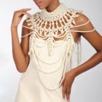 Handmade Simulated Vintage Pearl Shoulder Body Chain Jewelry Necklace - Luxury Large Size Pearls - Body Chain Necklace