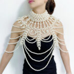 Handmade Simulated Vintage Pearl Shoulder Body Chain Jewelry Necklace - Luxury Large Size Pearls - Body Chain Necklace - Image 4