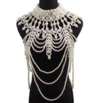 Handmade Simulated Vintage Pearl Shoulder Body Chain Jewelry Necklace - Luxury Large Size Pearls - Body Chain Necklace - Image 6