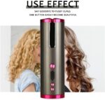 Wireless Automatic Ceramic Hair Curling Iron - Portable Rechargeable Hair Curler with LCD Display - Image 4