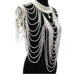 Pearl Tassle Shoulder Jewelry - Handmade Pearl Shoulder Collar Necklace pearl-body-chain - Image 2
