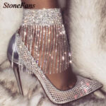 1PC Full Rhinestone Tassel Adjustable Ankles Foot Chain Jewelry for Women Crystal Anklets Cheville Bracelet Leg Gifts