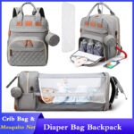 Extra Large 3-In-1 Convertible Diaper Bag Backpack and Foldable Baby Bed - Waterproof Travel Bag with USB Charger with 3 Changing Bed Types