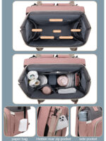 Mommy Bag Folding Large-capacity Lightweight Portable Folding Crib Bed Baby Backpack Female Mommy Outting Bag Mummy Bag - Image 4