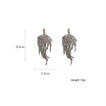 Long Tassel Rhinestone Drop Earrings Golden Leaf Dangle Earrings for Women Fashion Jewelry Accessories - Image 6