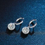 Certified Moissanite Hoop Earrings for Women - Sterling Silver Round Diamond Dangle Drop Earrings - Image 3